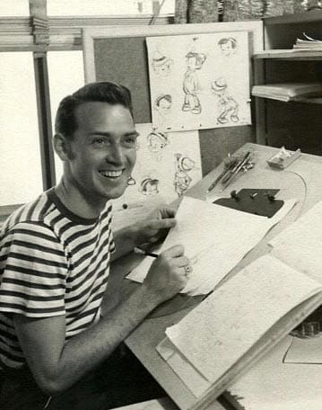 Don Lusk animating on “Pinocchio,” ca. 1940.